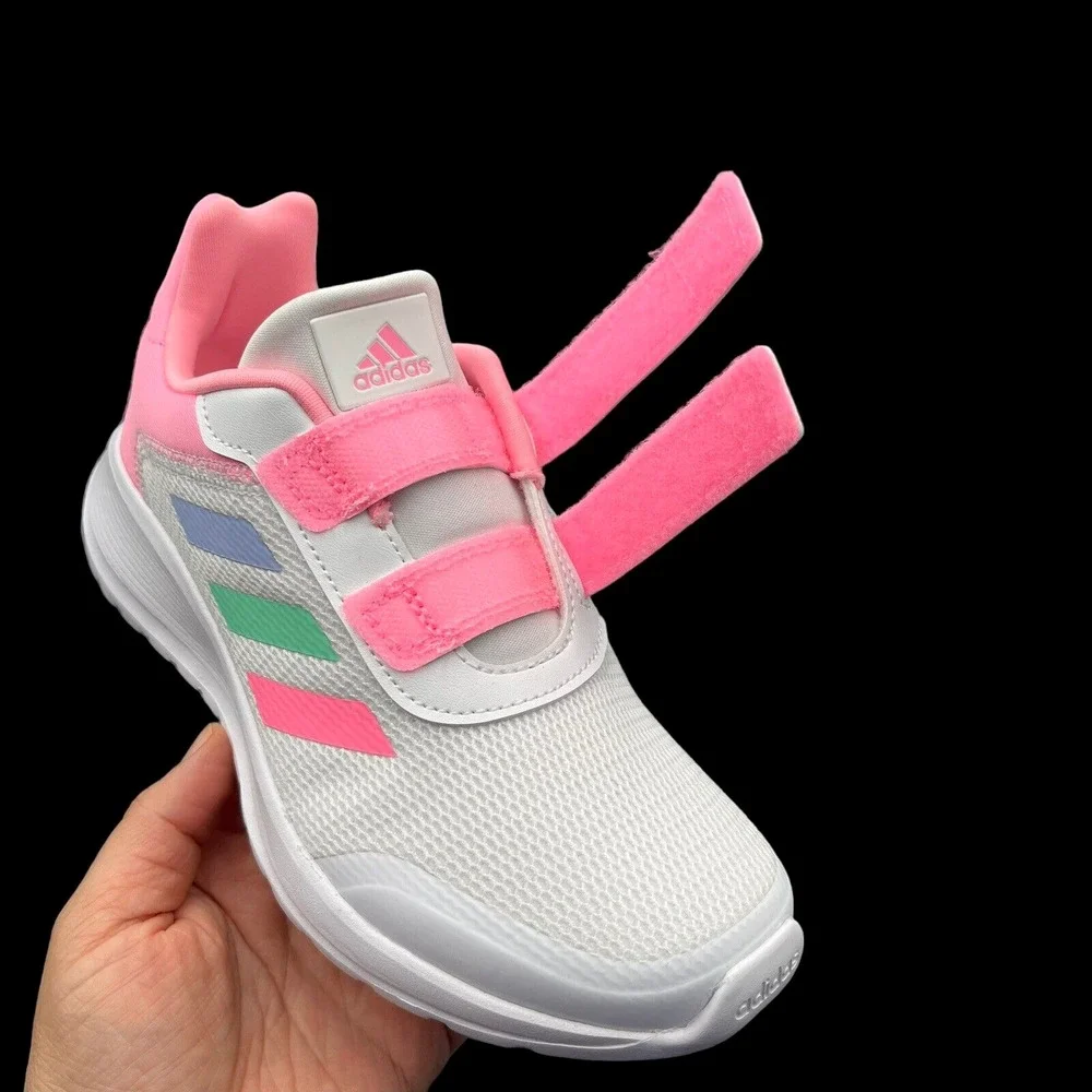 Adidas Youth Girls Running Shoes Size 3 White Multi Lightweight Comfort Sneakers